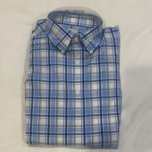 Jos. A. Bank Light Blue and White Plaid Button-Down Shirt
